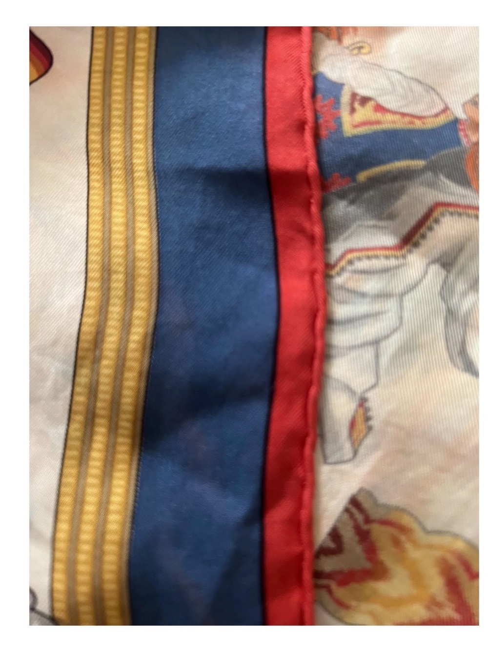 Hermes Silk Scarf in Blue, Gold, Red and Gray - Picture 2 of 6